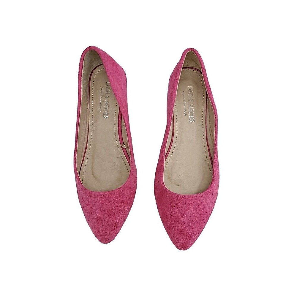 Daily Shoes San Francisco Pink Ballet Flats Faux Suede Aggie Slip On Size 5